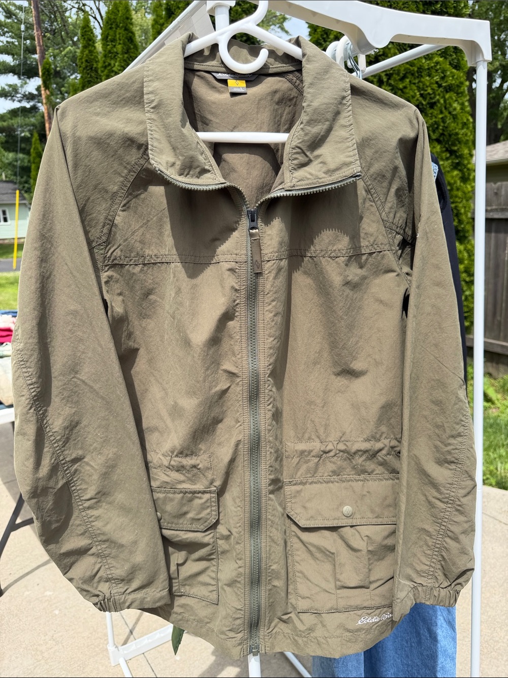 Eddie Bauer Olive Lightweight Zip-Front Shirt Jacket